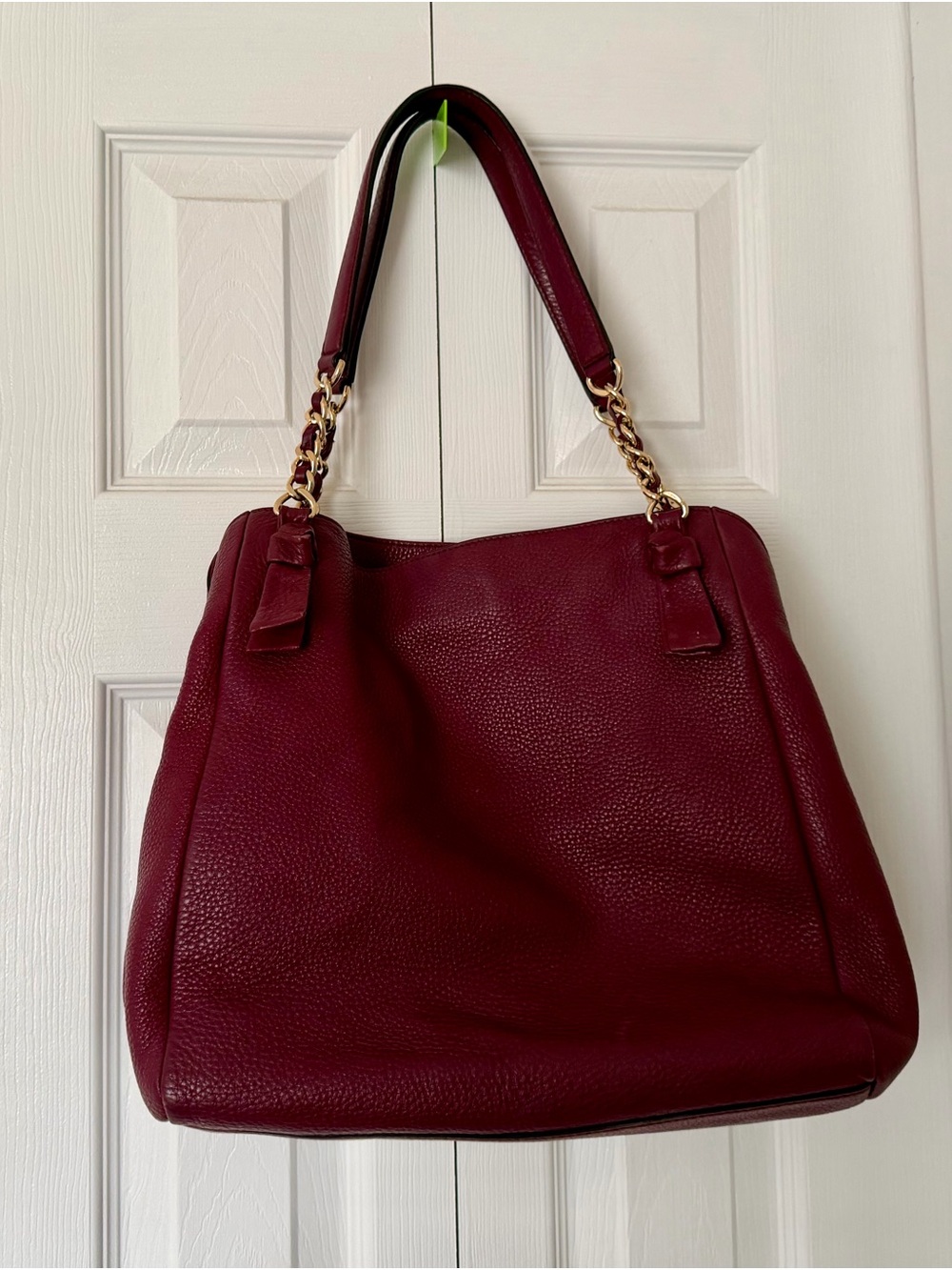 Tory Burch Pebbled Leather Shoulder Bag in Burgundy - Picture 7 of 12